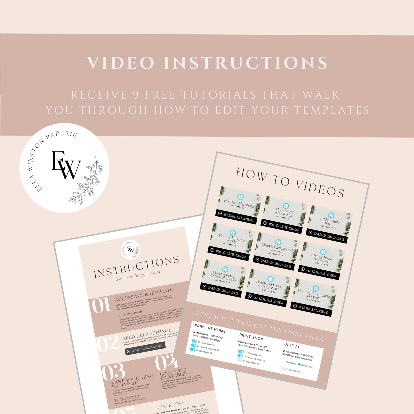 Eucalyptus Wedding Program Template EWP003