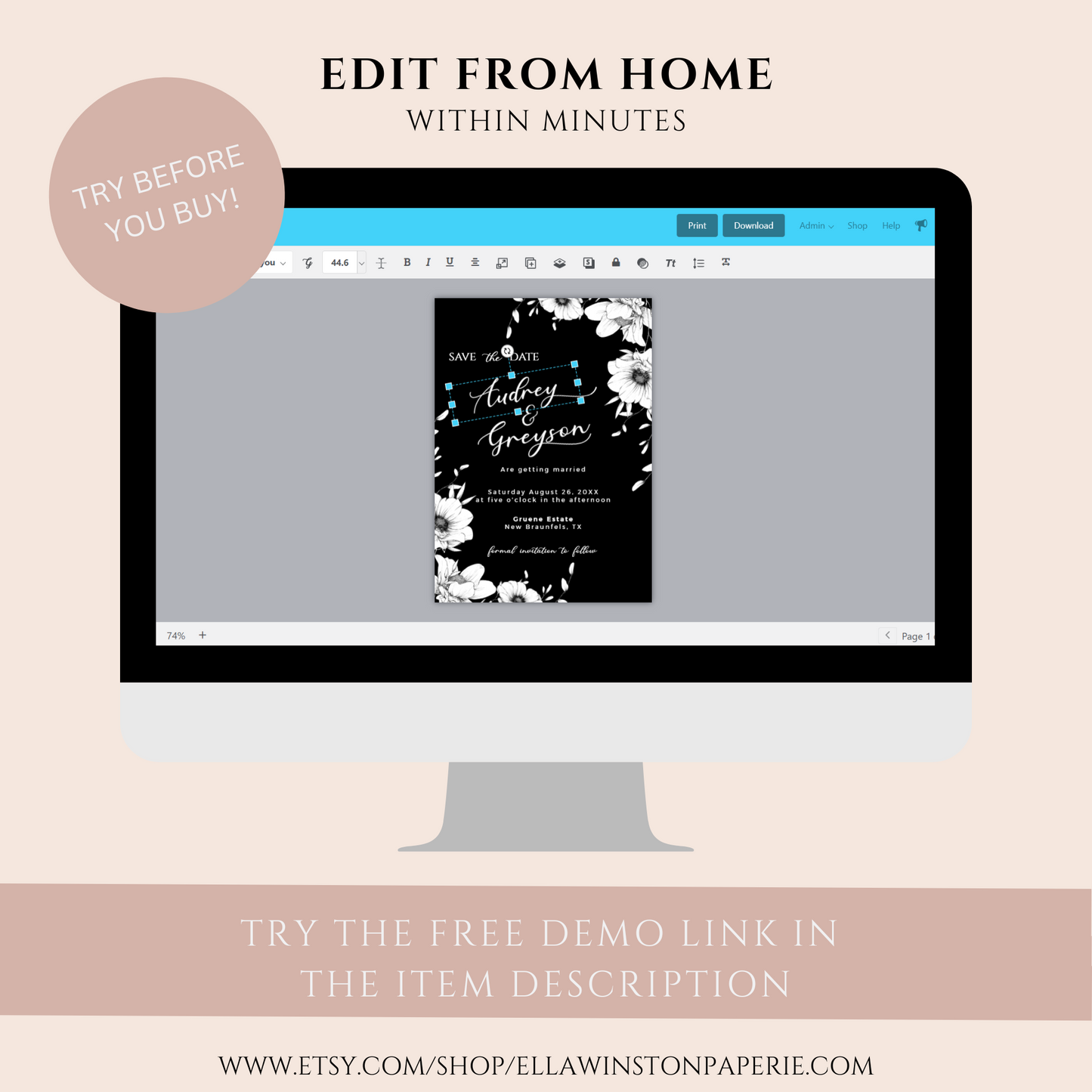 Eucalyptus Wedding Program Template EWP003