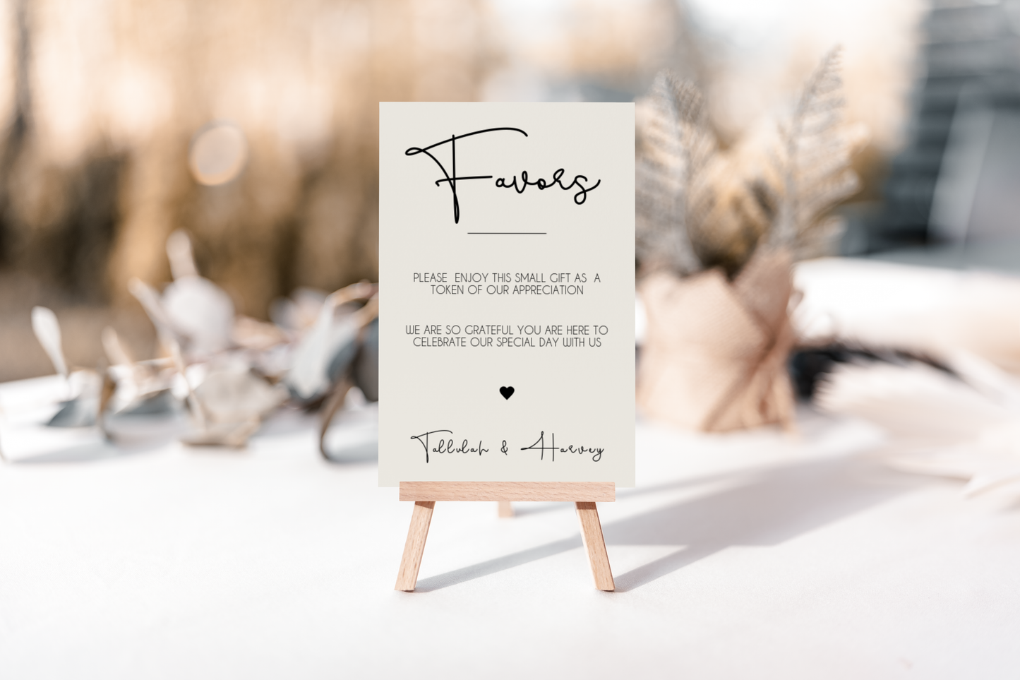Tallulah Wedding Favor Sign Template EWP005