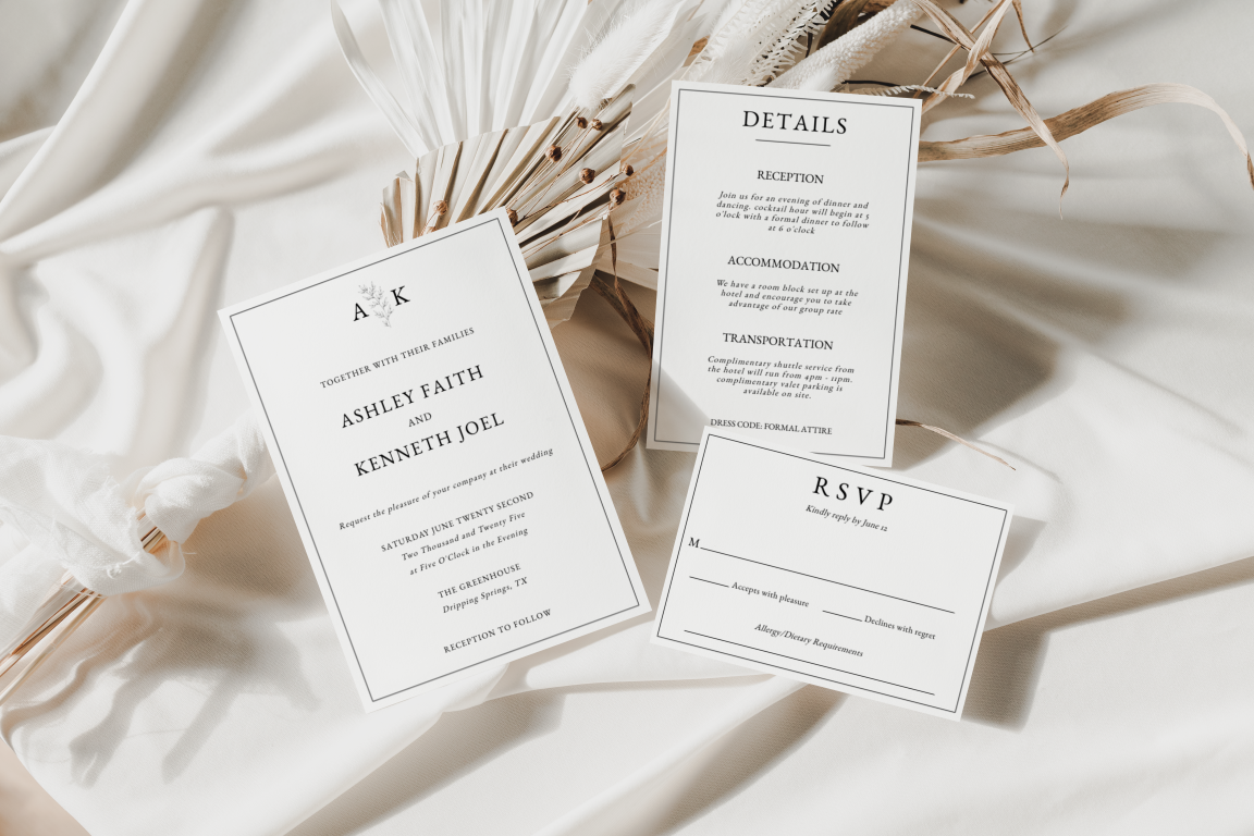 Monogram Wedding Invitation Set