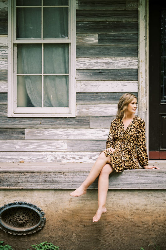 Brown Animal Print Bridal Robe
