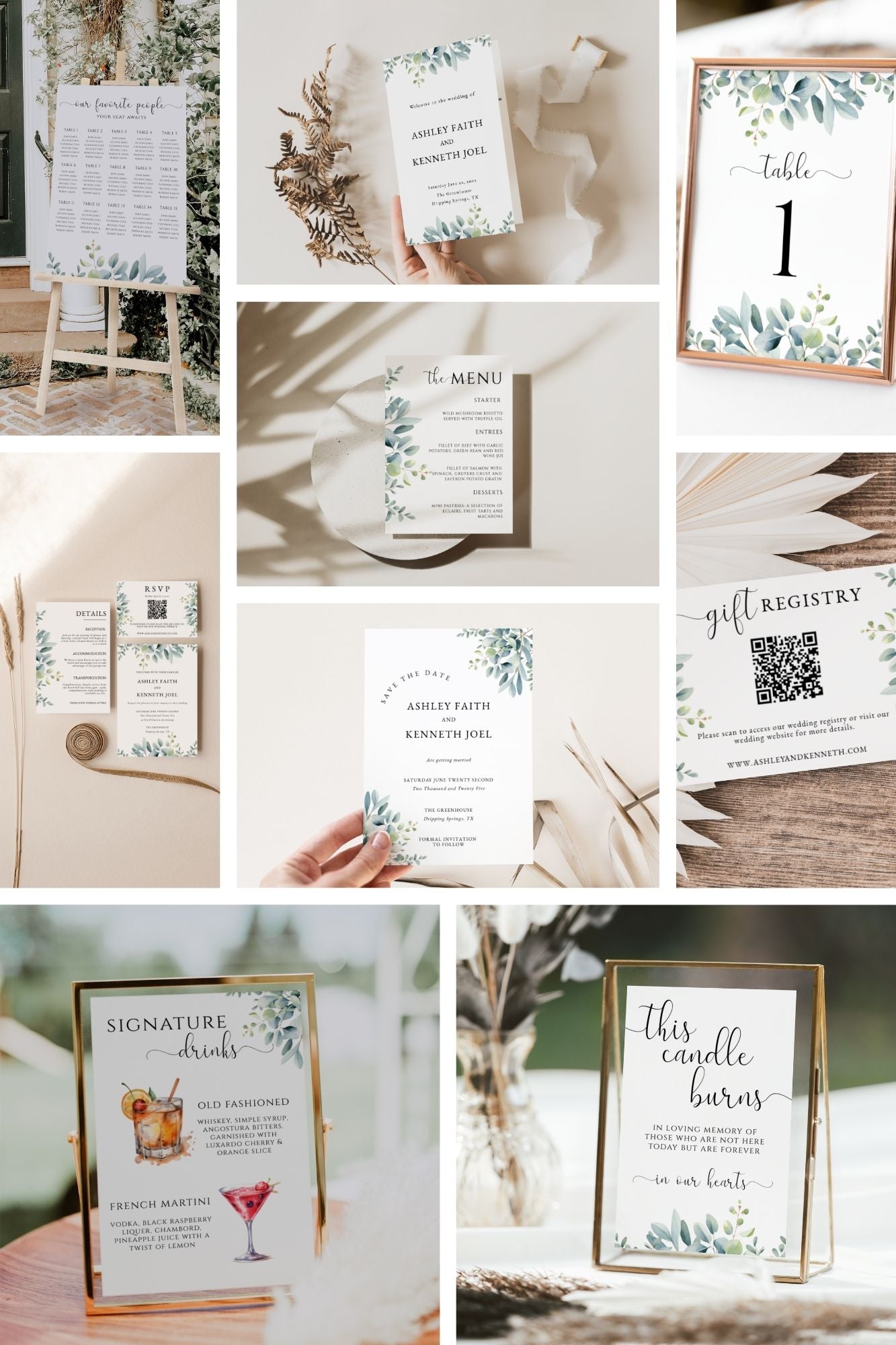 Eucalyptus Wedding Invitation and Signage Mega Bundle