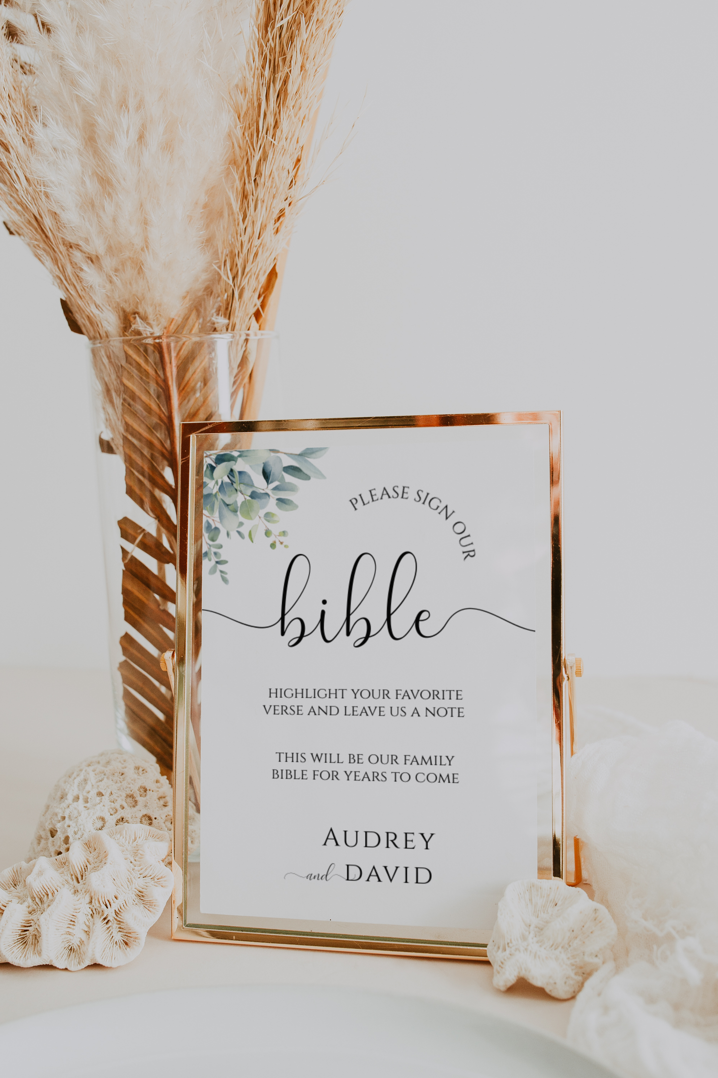 Eucalyptus Wedding Bible Guest Book Sign Template EWP003