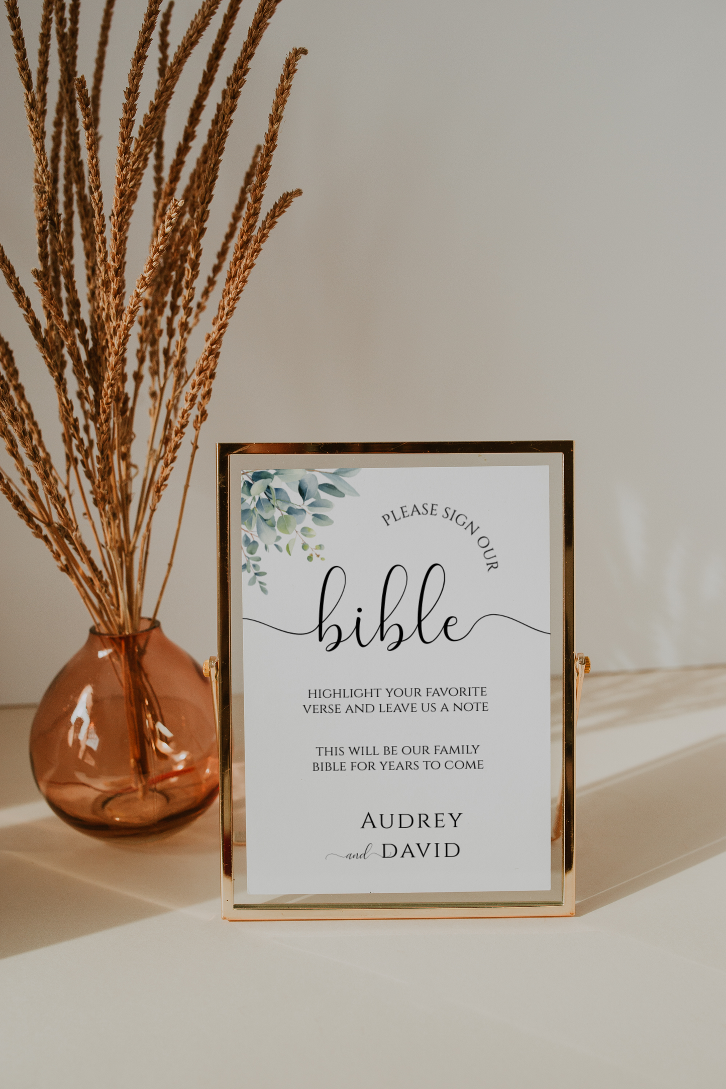 Eucalyptus Wedding Bible Guest Book Sign Template EWP003