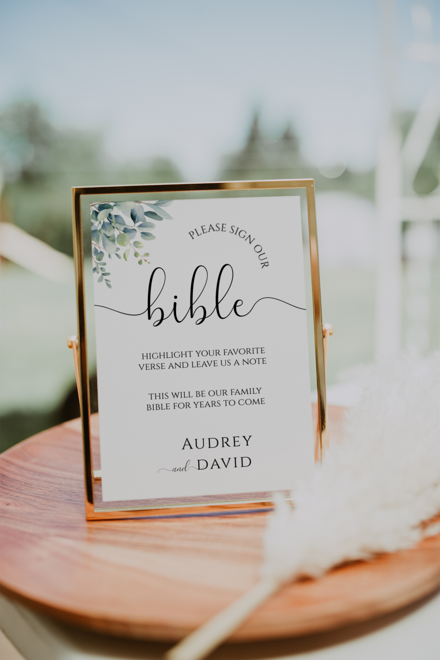 Eucalyptus Wedding Bible Guest Book Sign Template EWP003