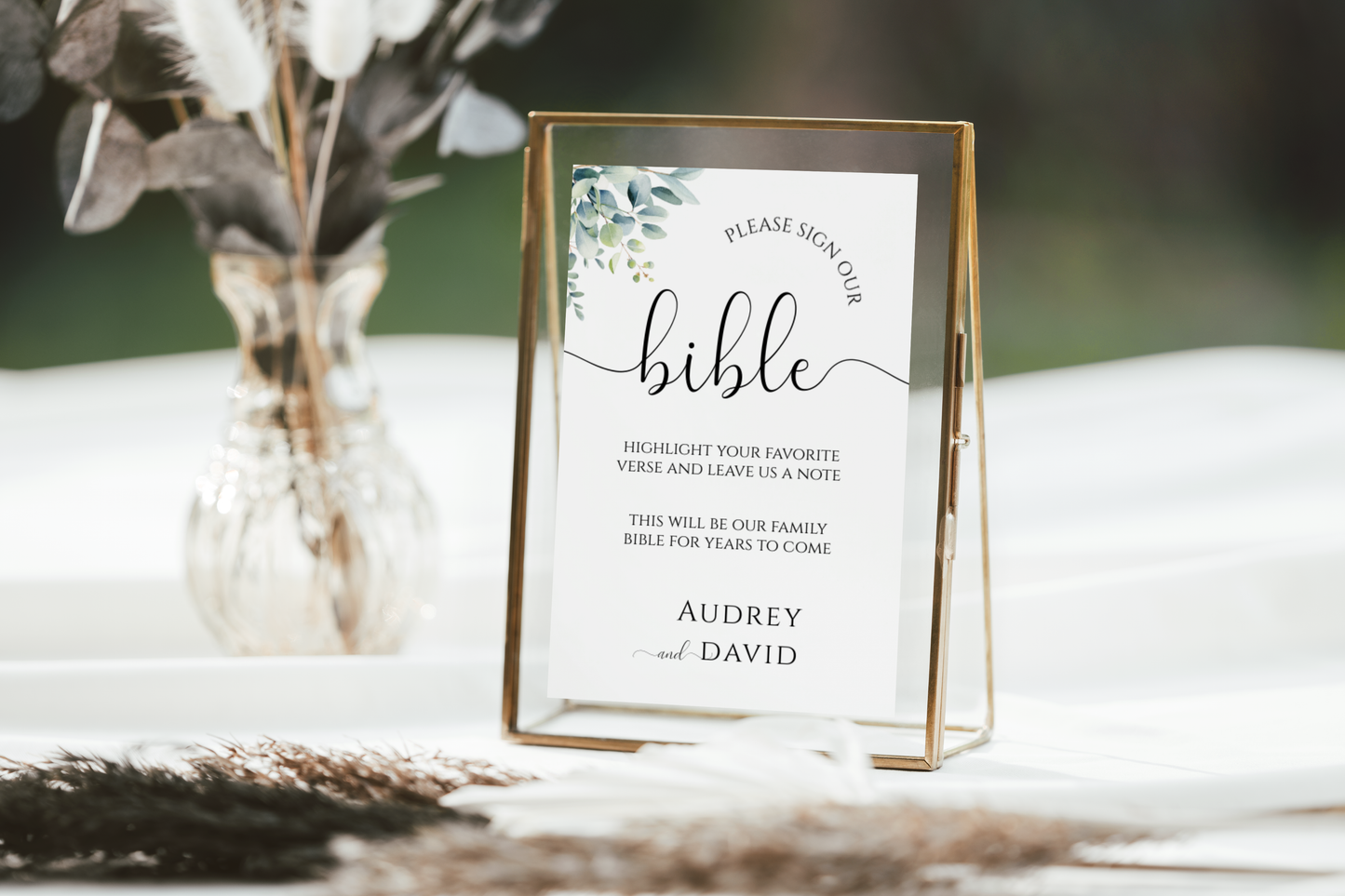 Eucalyptus Wedding Bible Guest Book Sign Template EWP003