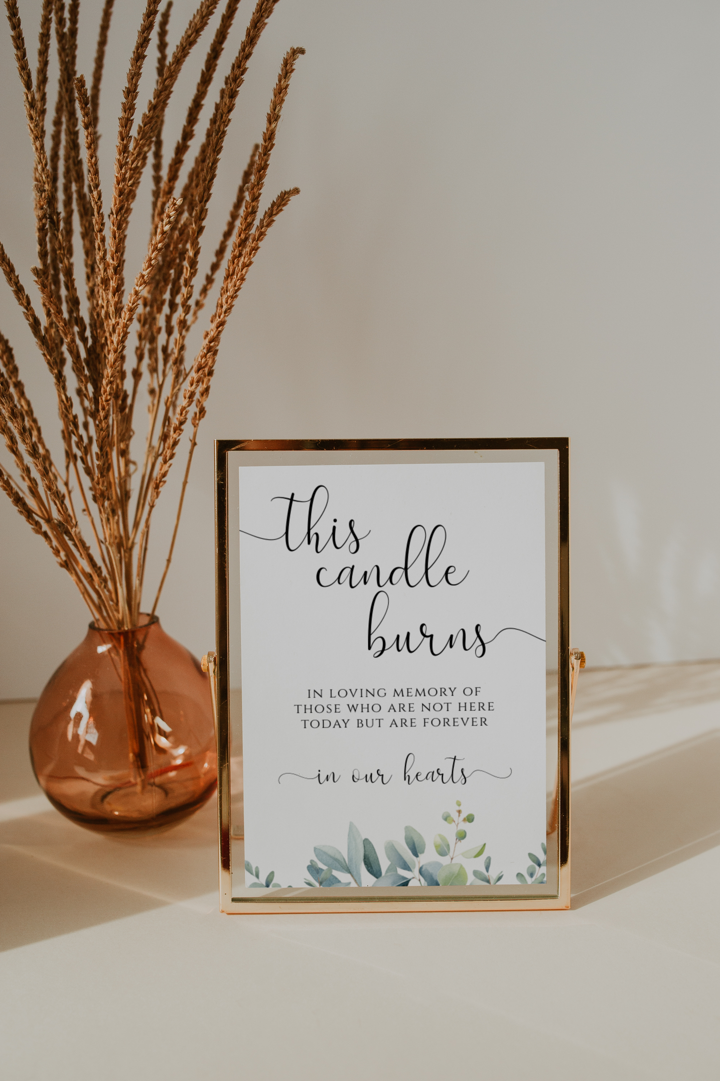 Eucalyptus This Candle Burns Wedding Sign Template EWP003