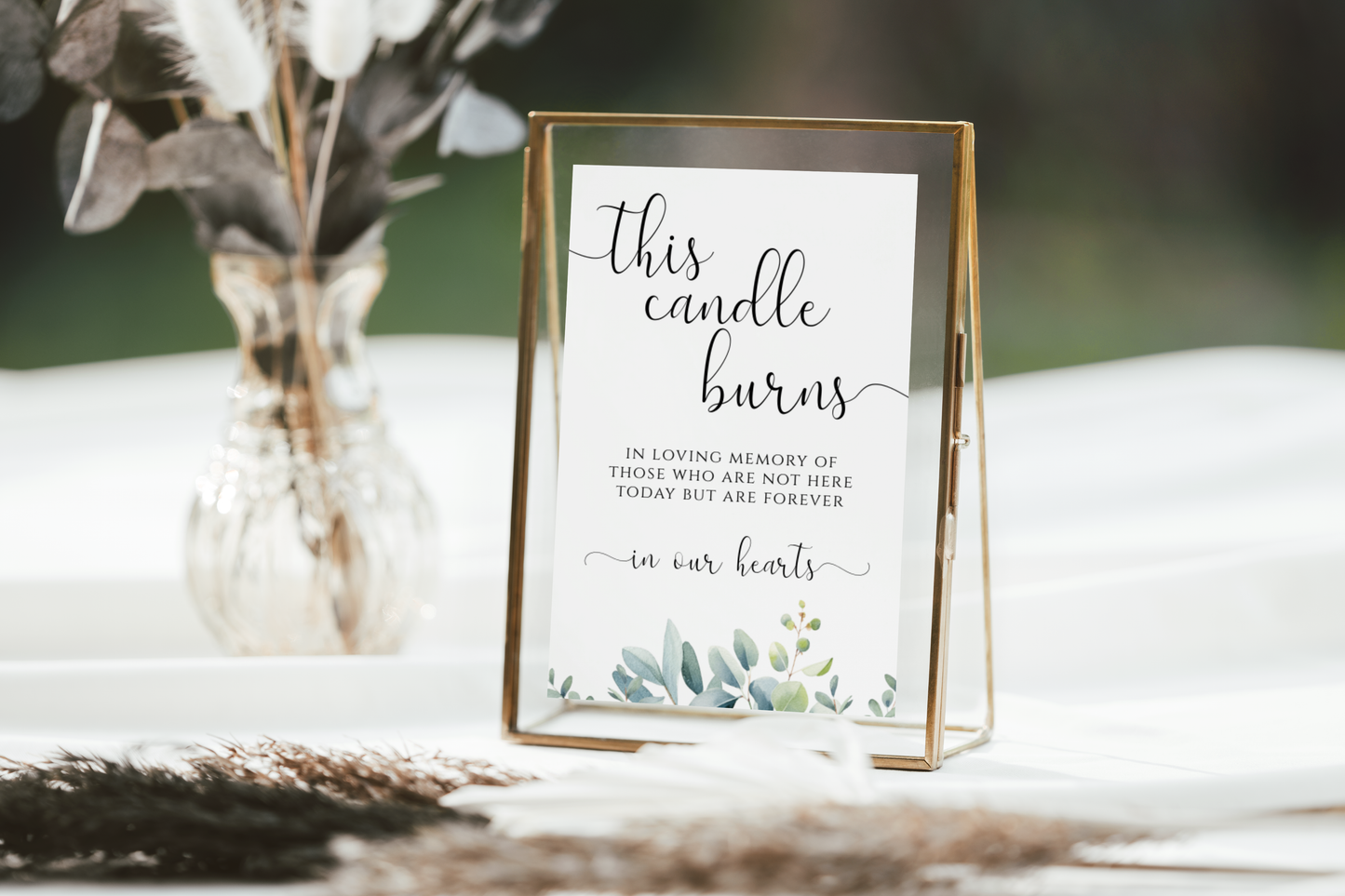 Eucalyptus This Candle Burns Wedding Sign Template EWP003