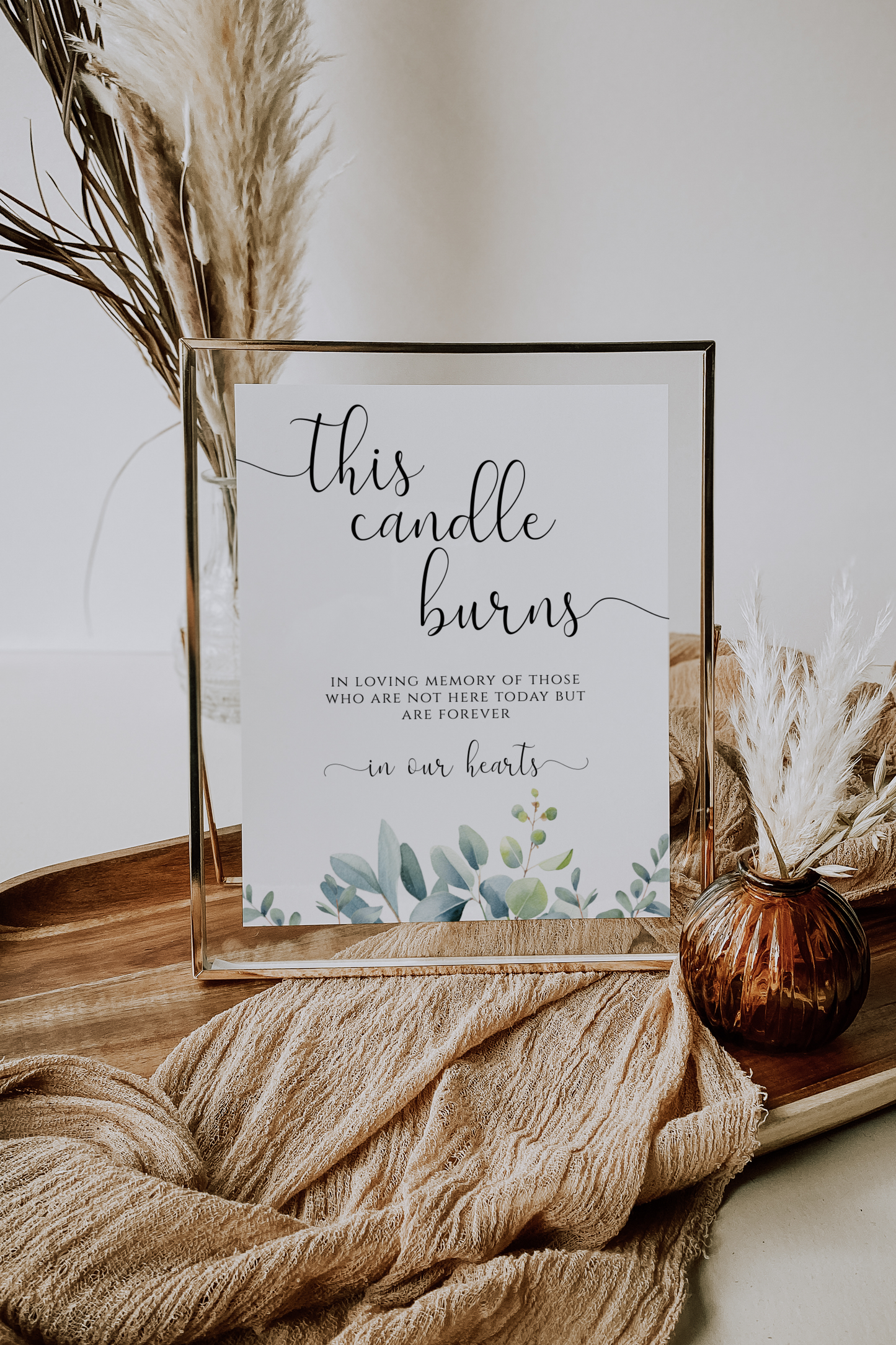 Eucalyptus This Candle Burns Wedding Sign Template EWP003