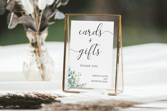 Eucalyptus Cards and Gifts Wedding Sign Template EWP003