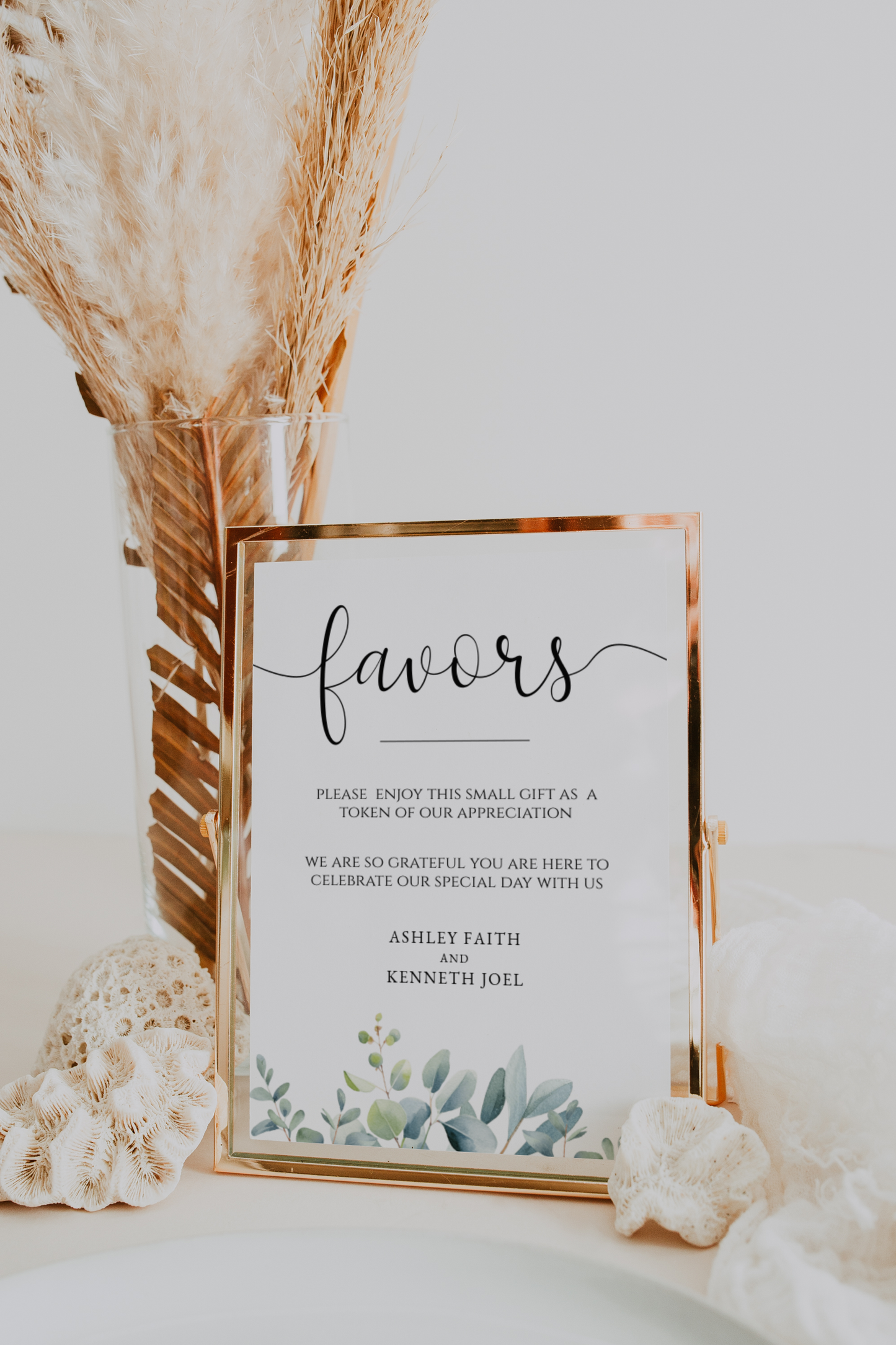 Eucalyptus Favors Sign Template EWP003