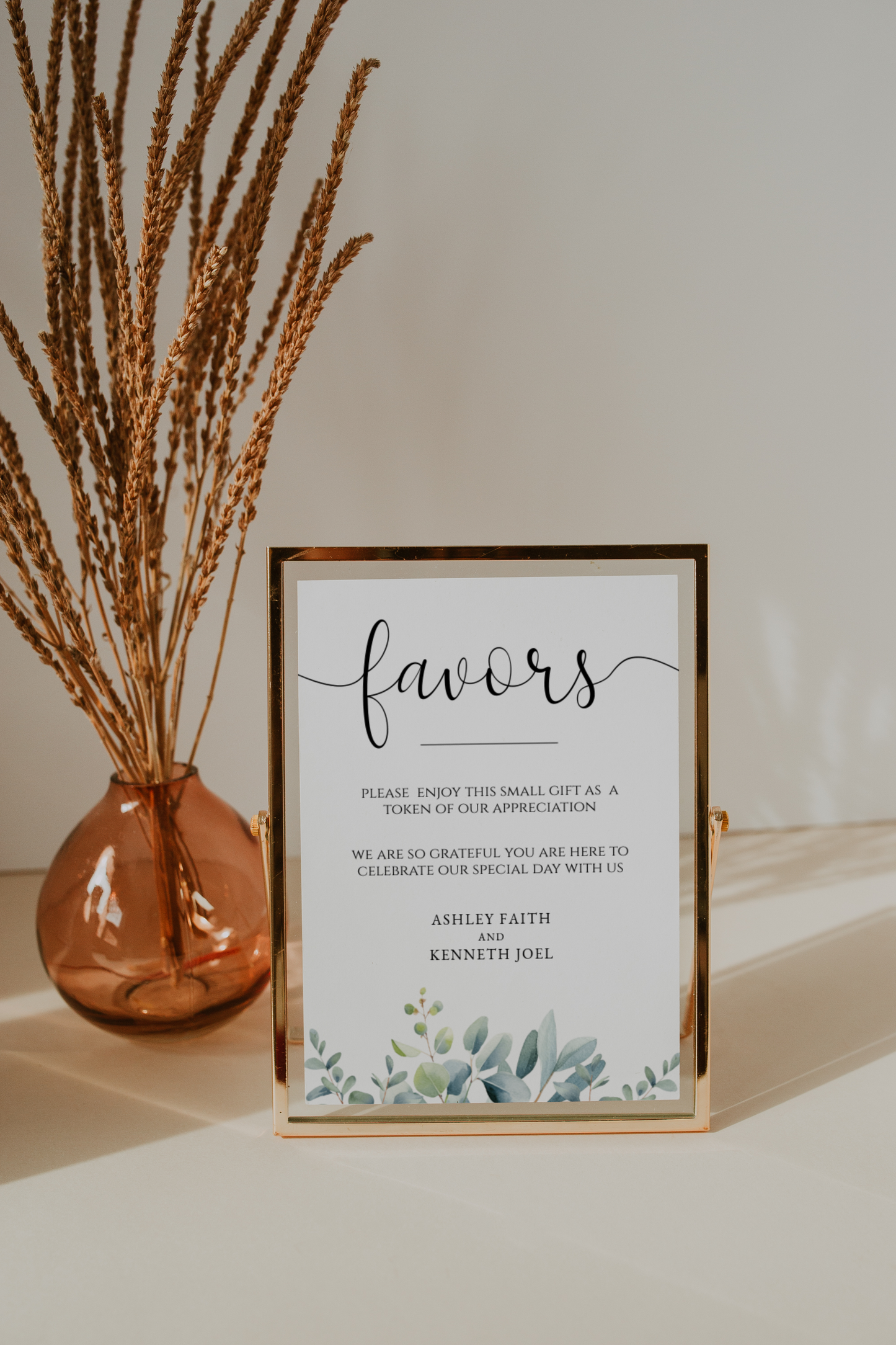 Eucalyptus Favors Sign Template EWP003