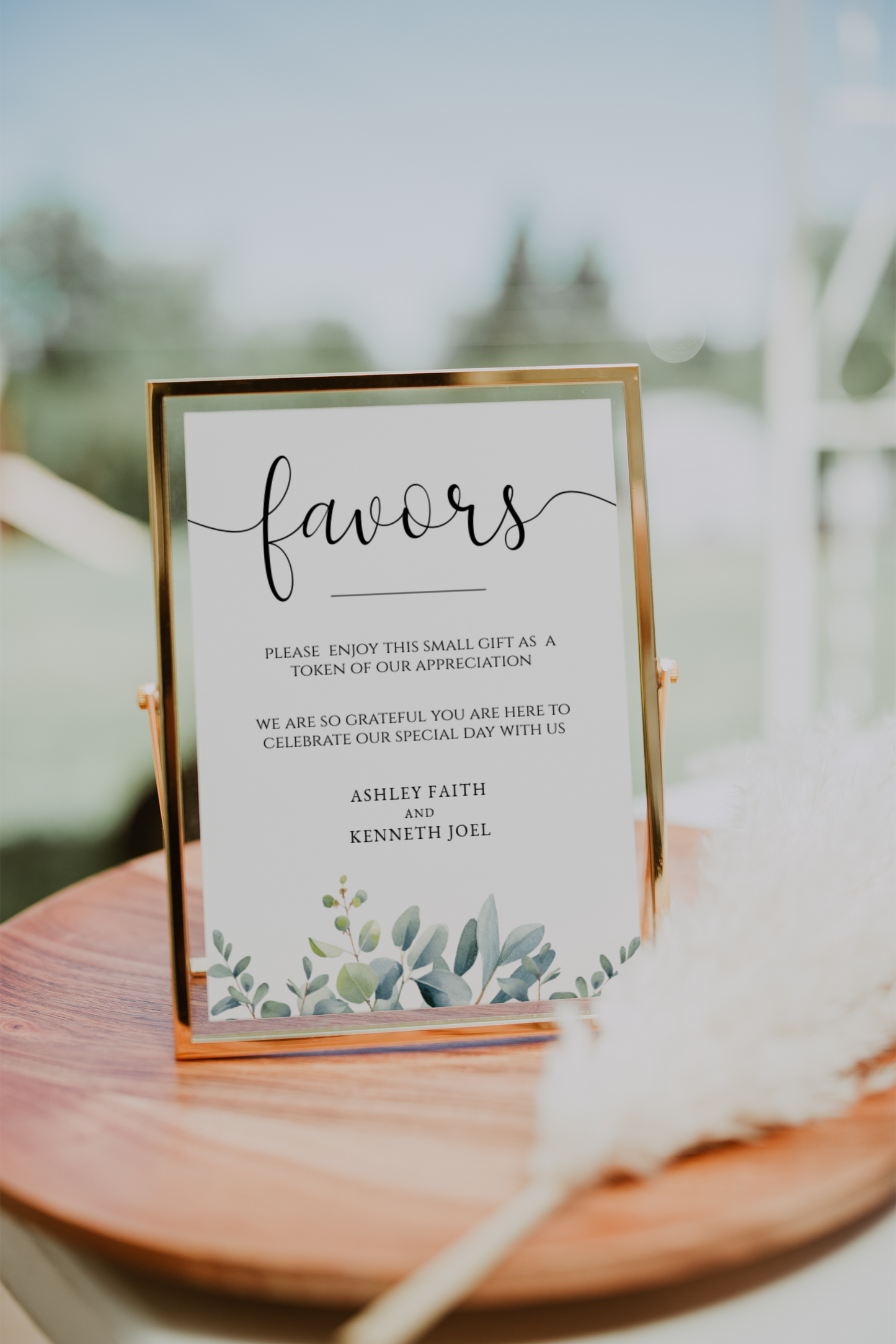 Eucalyptus Favors Sign Template EWP003