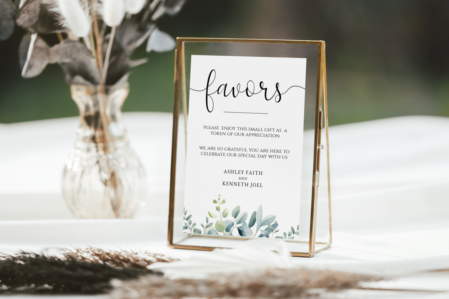 Eucalyptus Favors Sign Template EWP003