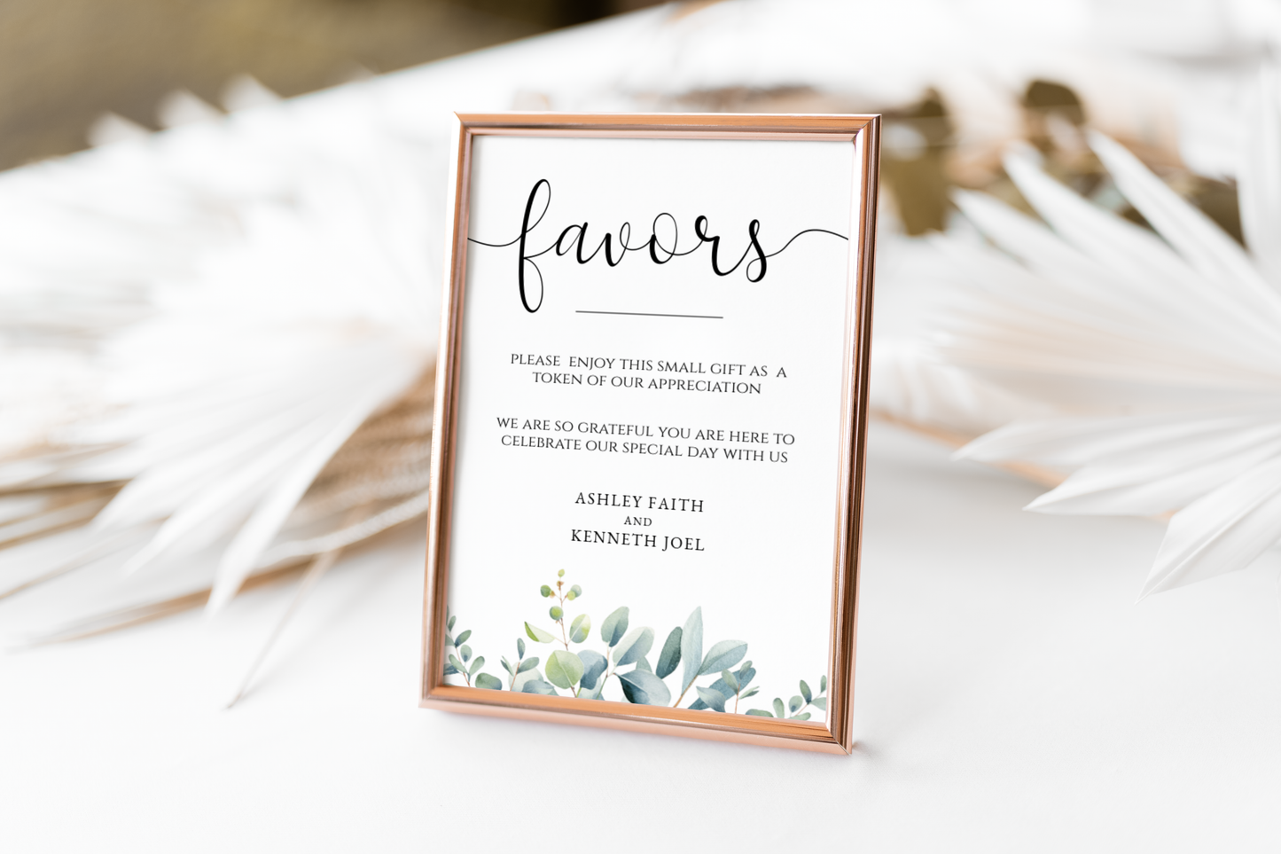 Eucalyptus Favors Sign Template EWP003