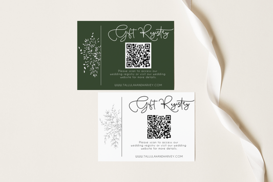 Tallulah Wedding Gift Registry Card Template With QR Code EWP005