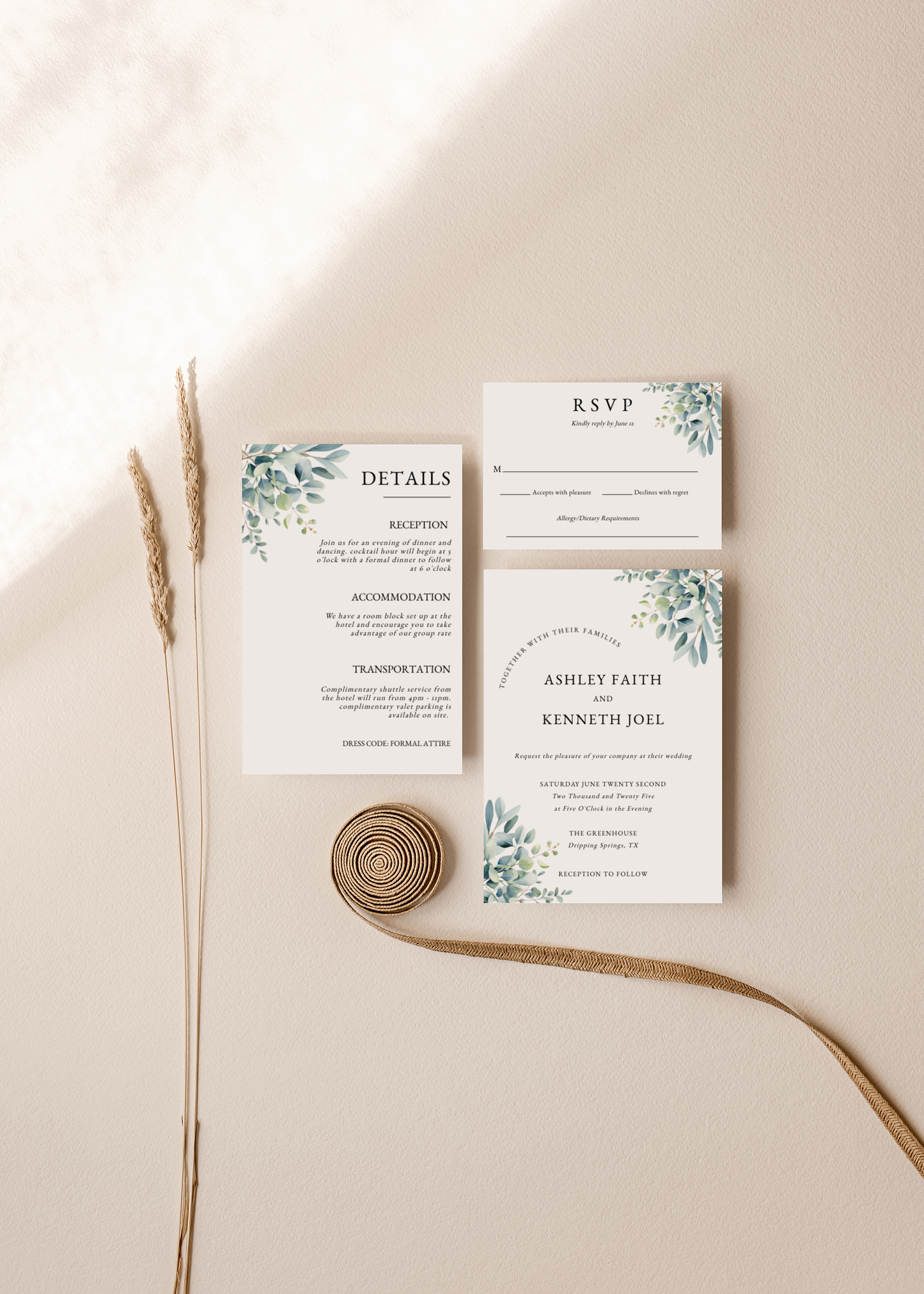 Eucalyptus Wedding Invitation and Signage Mega Bundle