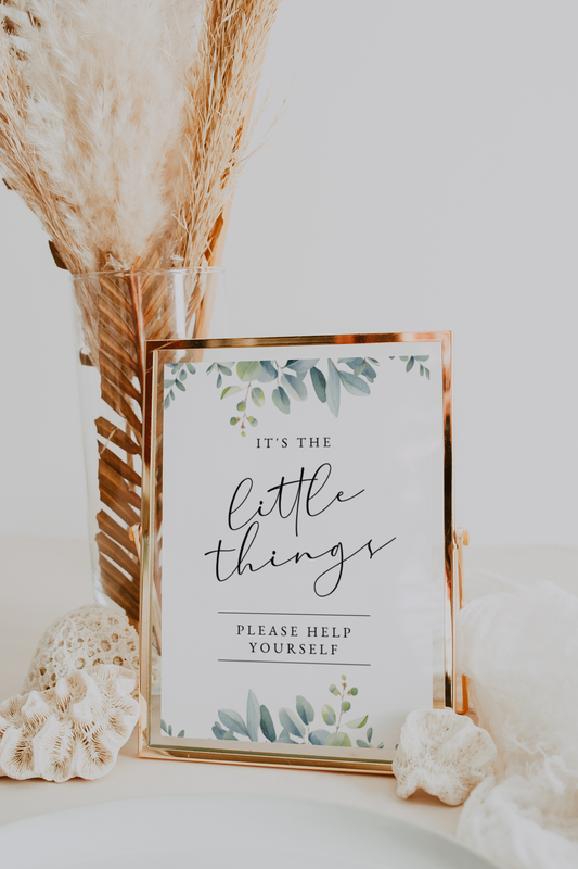 Eucalyptus Wedding Bathroom Basket Sign Template EWP003