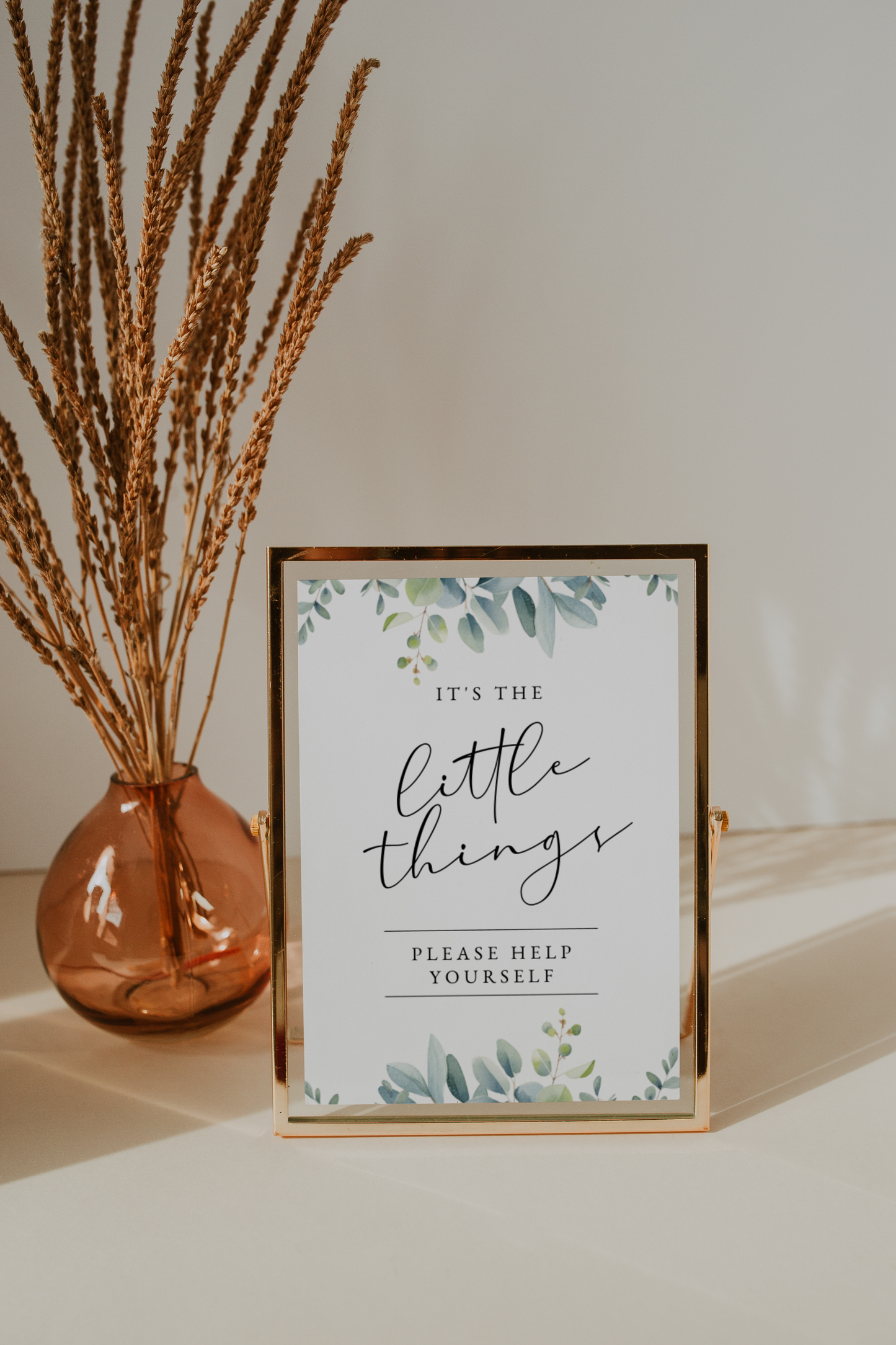 Eucalyptus Wedding Bathroom Basket Sign Template EWP003