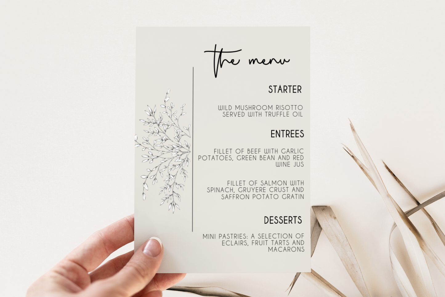 Tallulah Wedding Menu Template EWP005