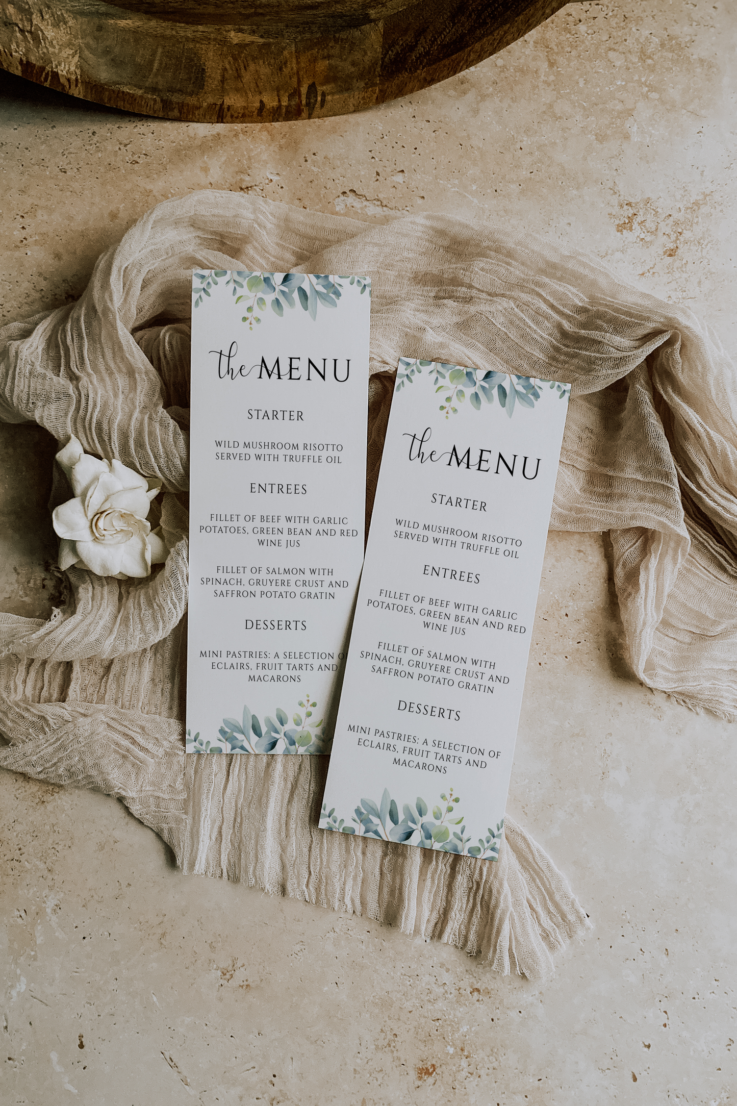 Eucalyptus Wedding Menu and Thank You Card Template EWP003