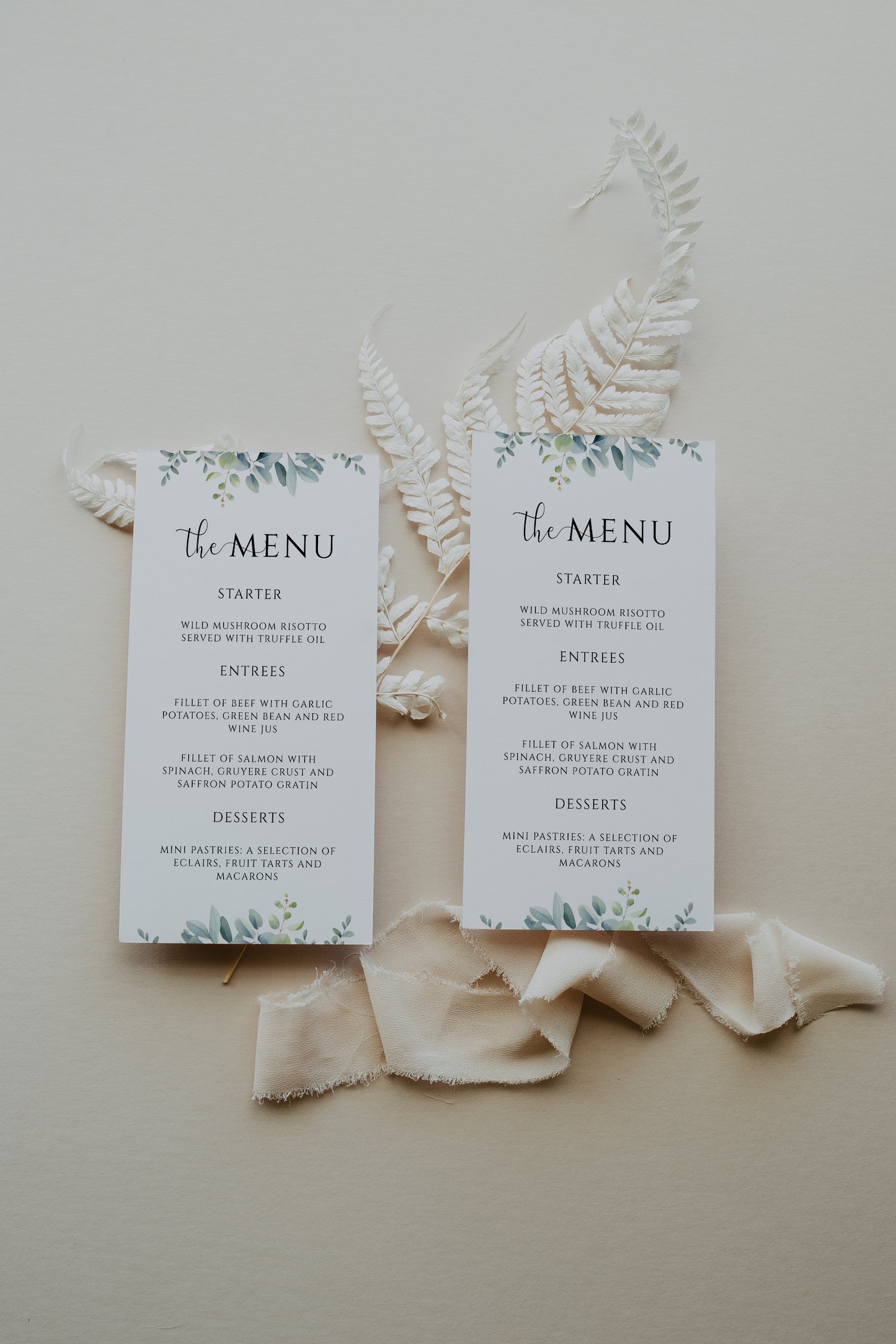 Eucalyptus Wedding Menu and Thank You Card Template EWP003