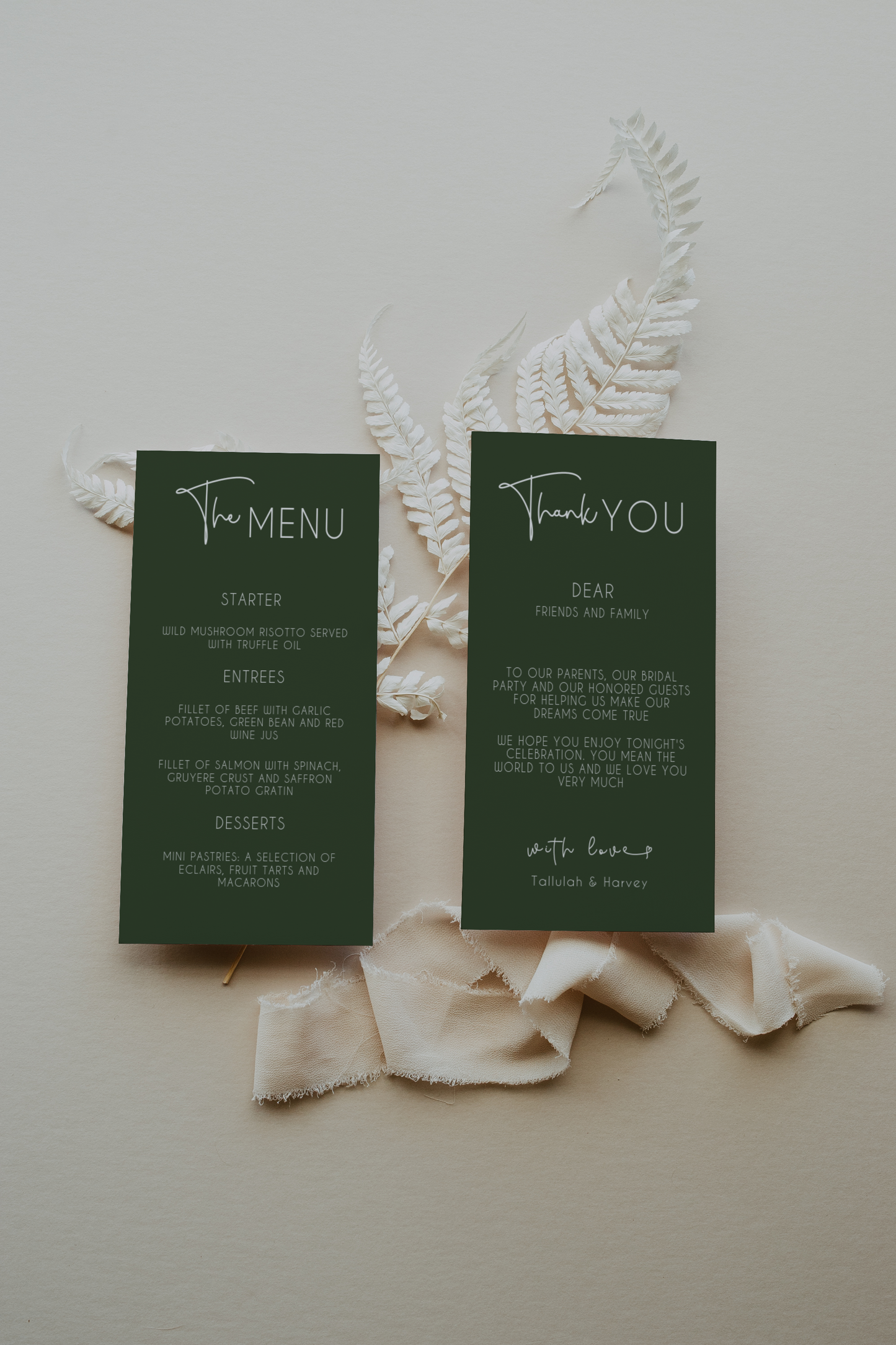 Tallulah Menu and Thank You Card Set EWP005