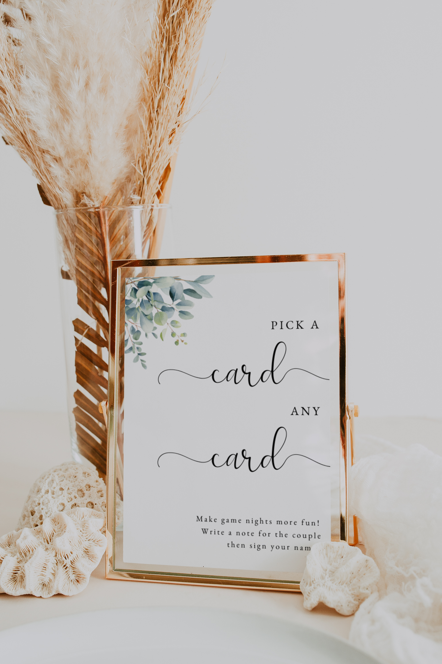 Eucalyptus Playing Card Guest Book Sign Template EWP003