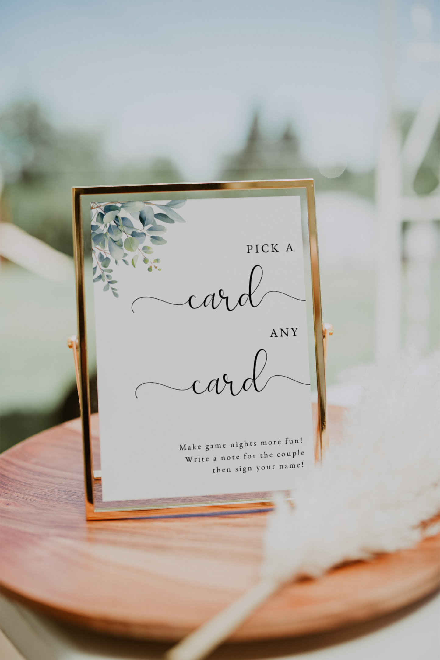 Eucalyptus Playing Card Guest Book Sign Template EWP003