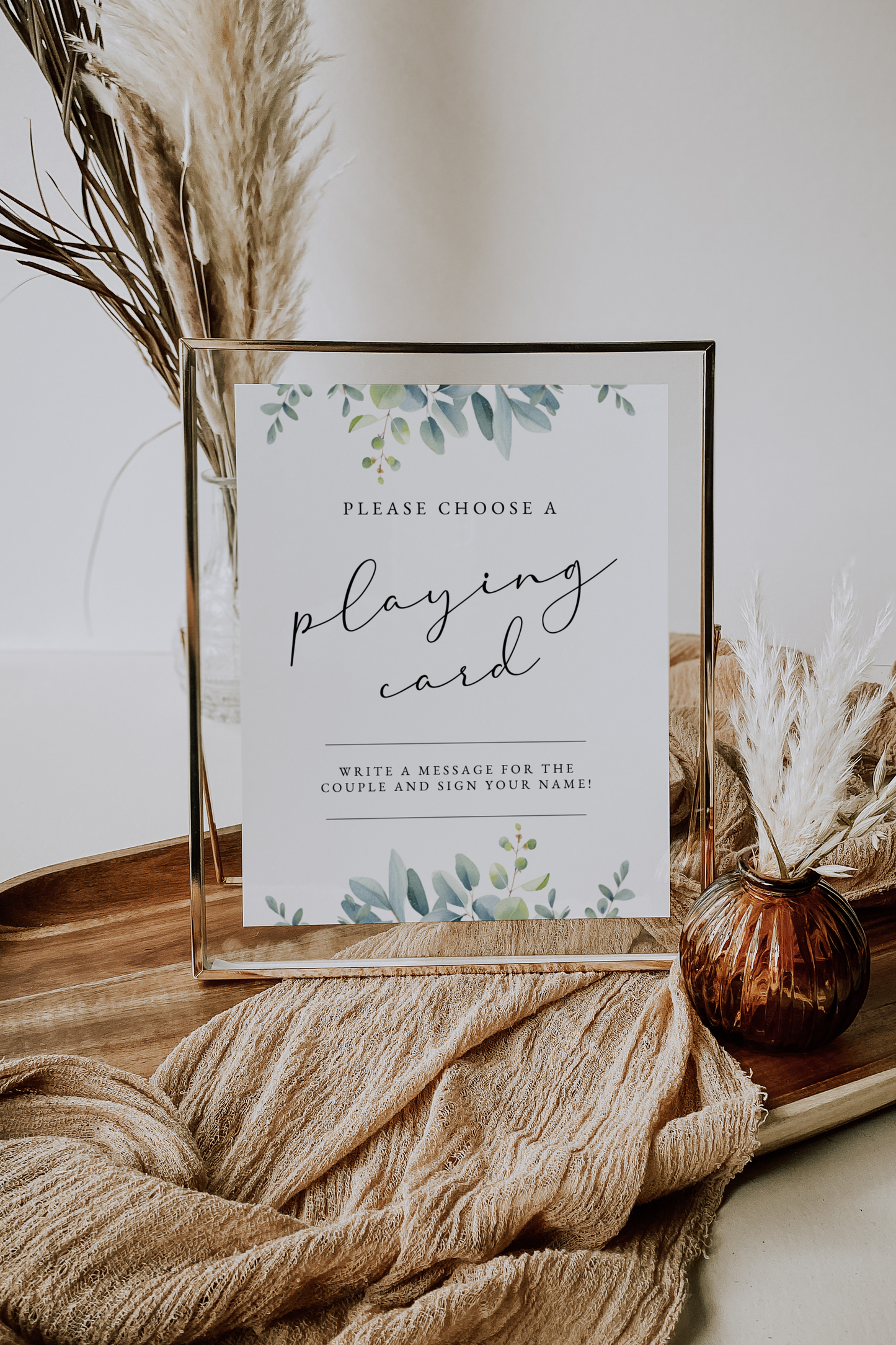 Eucalyptus Playing Card Guest Book Sign Template EWP003