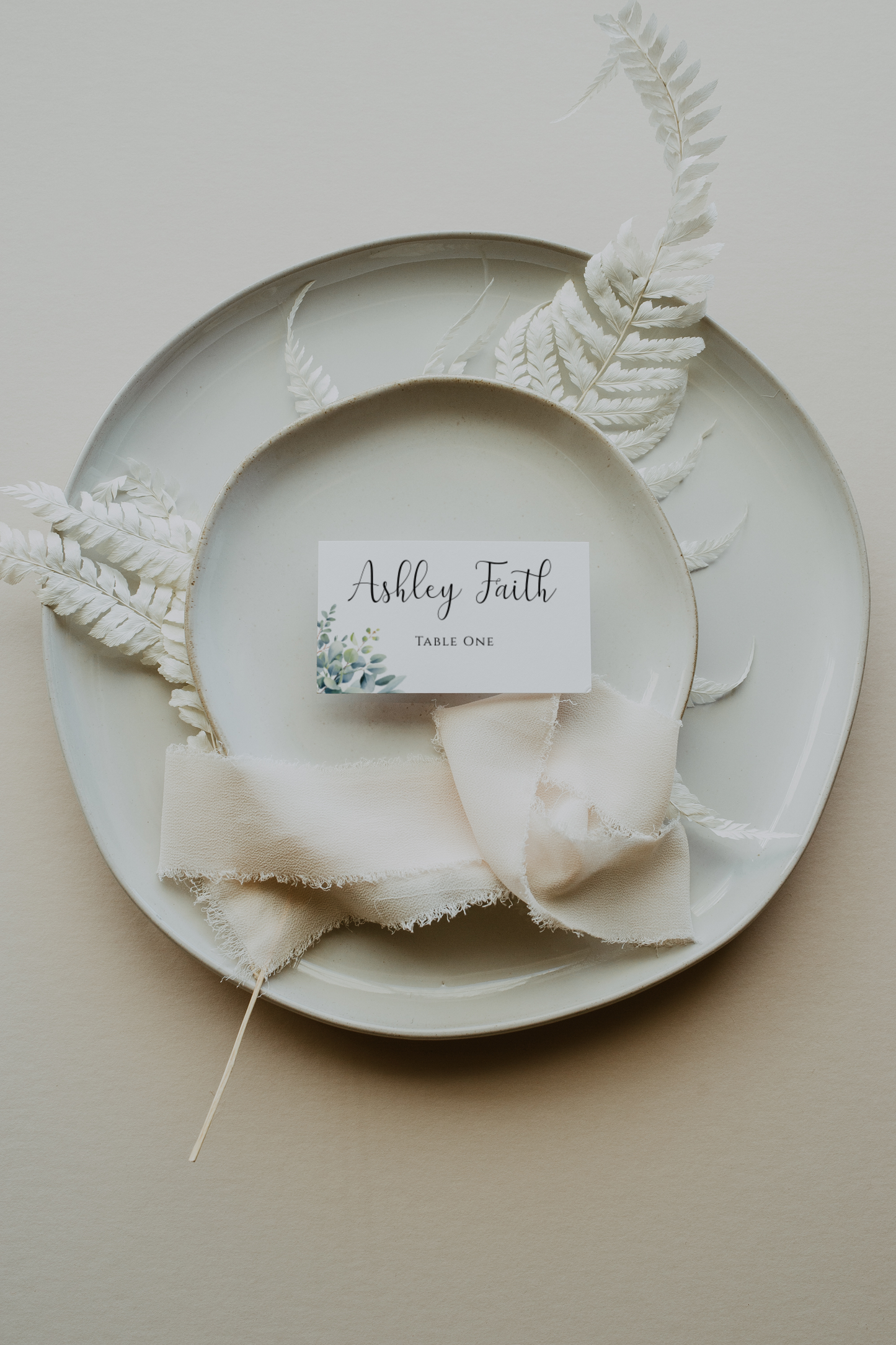 Eucalyptus Place Card Template With Meal Icons EWP003