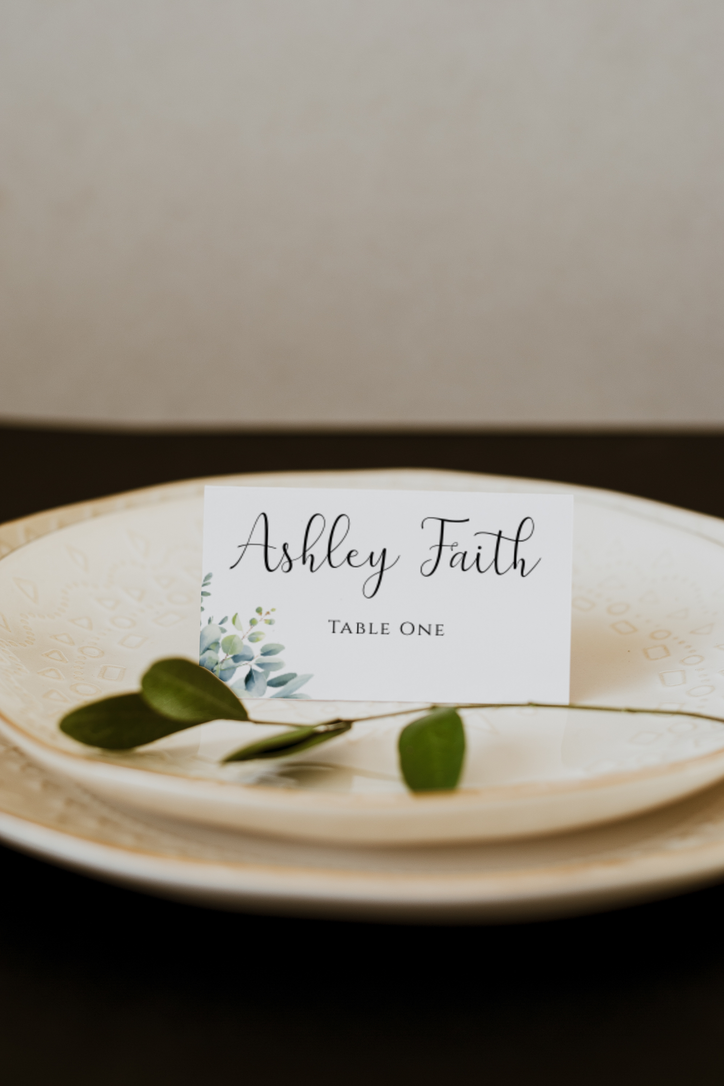 Eucalyptus Place Card Template With Meal Icons EWP003