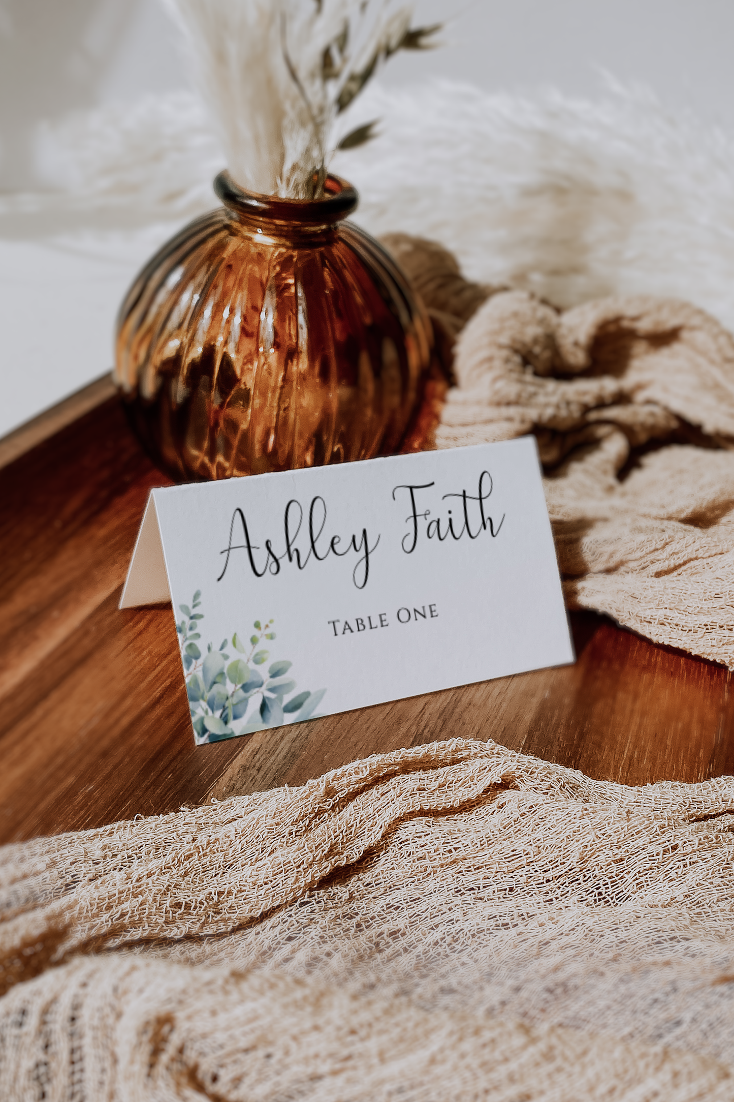 Eucalyptus Place Card Template With Meal Icons EWP003