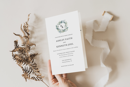 Eucalyptus Wreath Wedding Ceremony Program EWP003