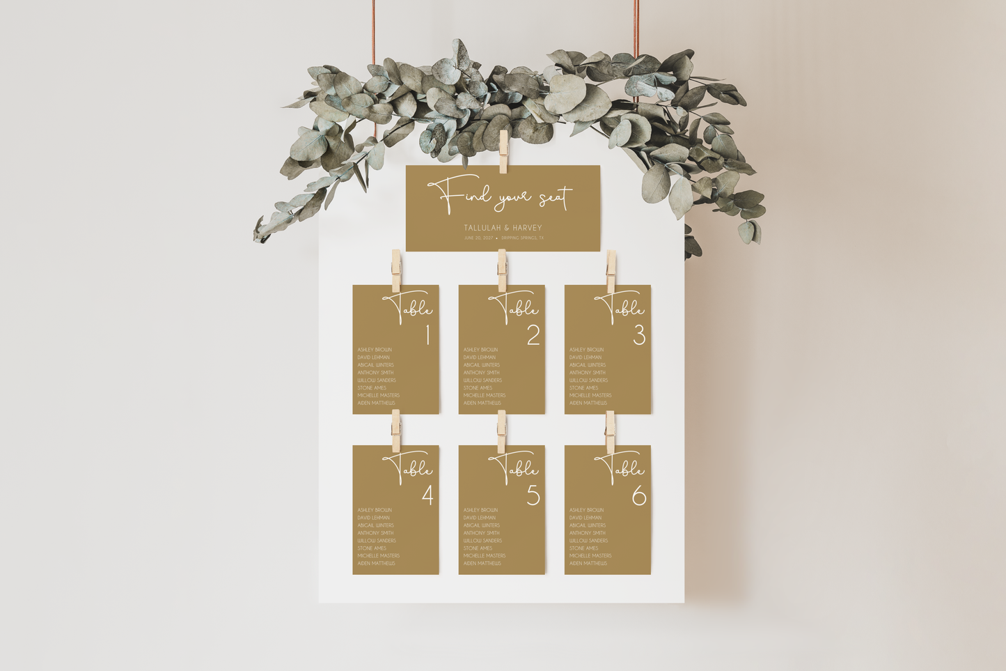 Tallulah Modern Wedding Seating Chart Template EWP005