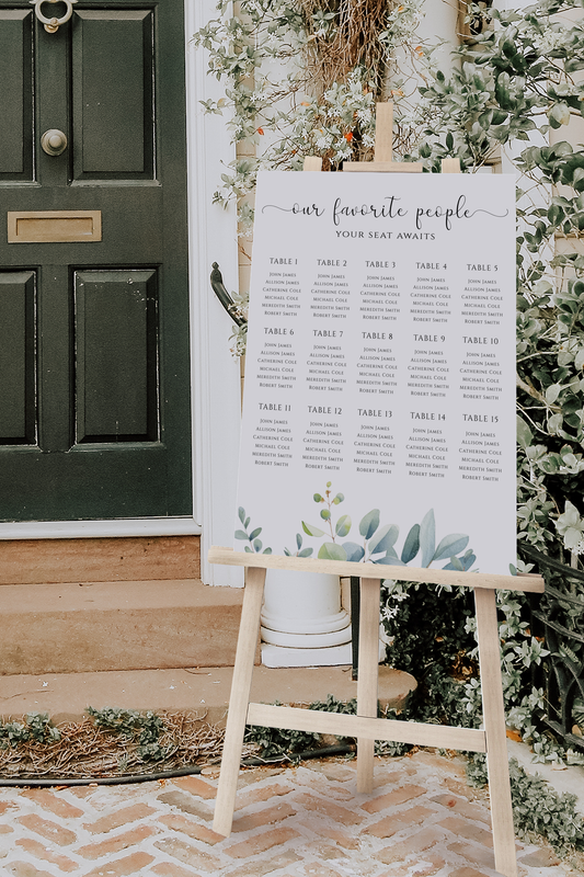 Eucalyptus Wedding Seating Chart Template EWP003