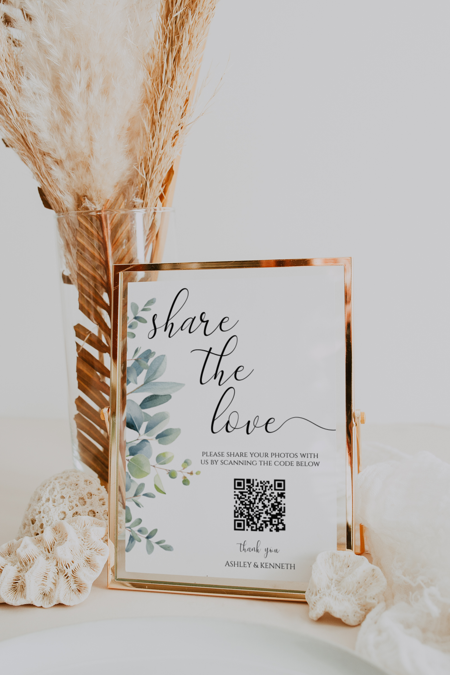 Eucalyptus Share The Love Wedding Sign Template EWP003