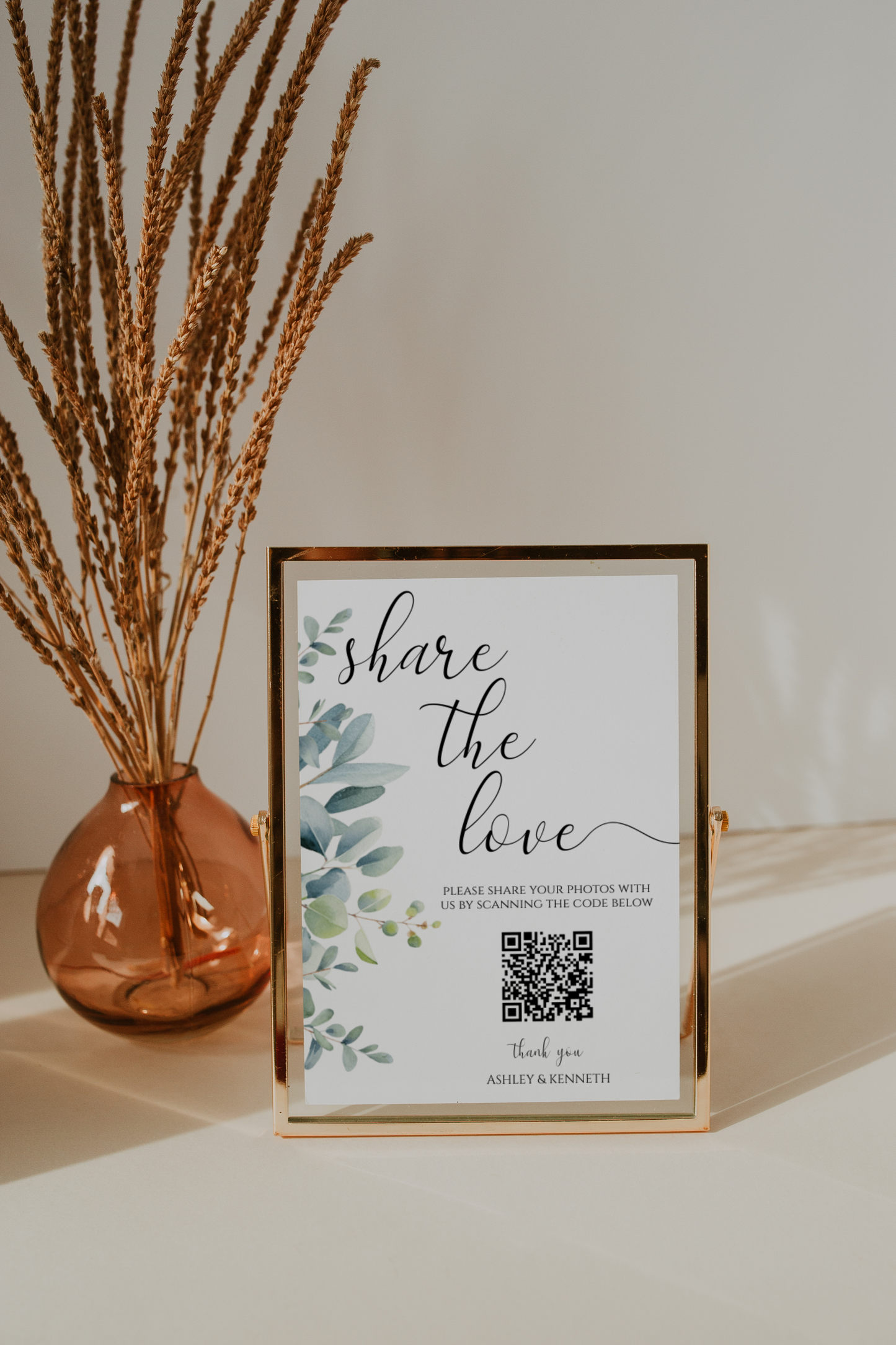 Eucalyptus Share The Love Wedding Sign Template EWP003