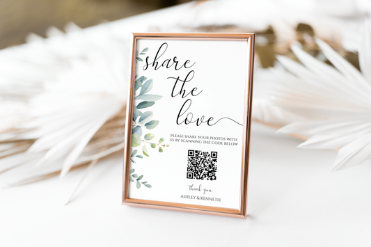 Eucalyptus Share The Love Wedding Sign Template EWP003