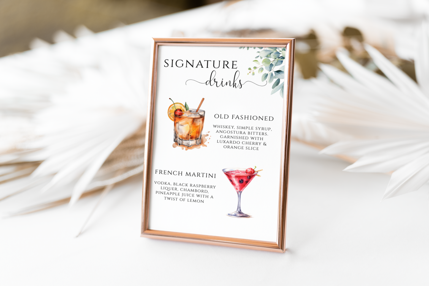 Our Signature Drinks Cocktail Sign Template EWP003