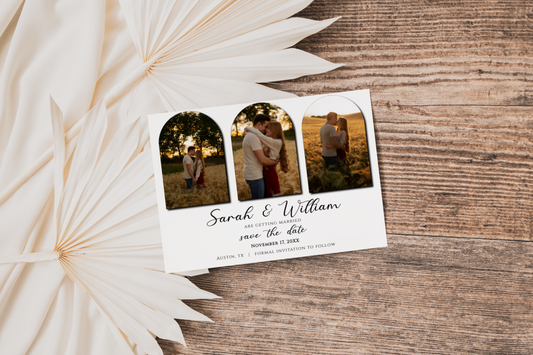 Modern Save the Date Card Template With Arched Photos