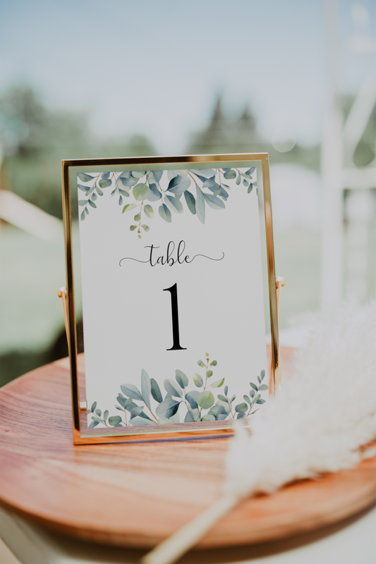 Eucalyptus Wedding Table Number EWP003