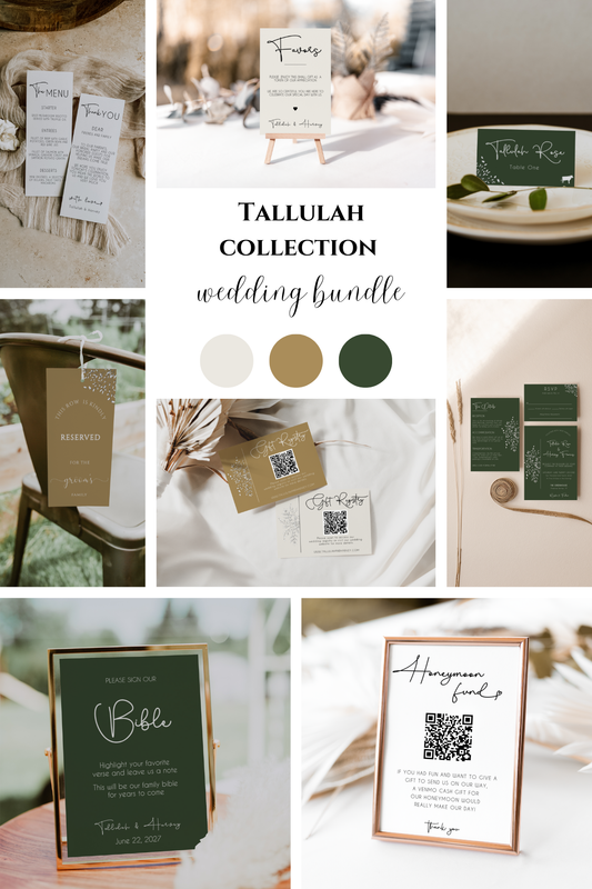 Tallulah Wedding Invitation and Sign Template Bundle EWP005